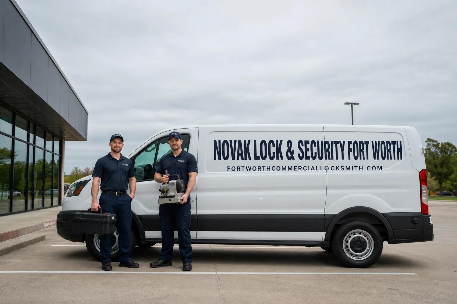 Novak Lock & Security Fort Worth locksmith service vehicle and crew in Fort Worth, TX